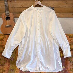 White Oversized Cotton Button Down Shirt Blouse